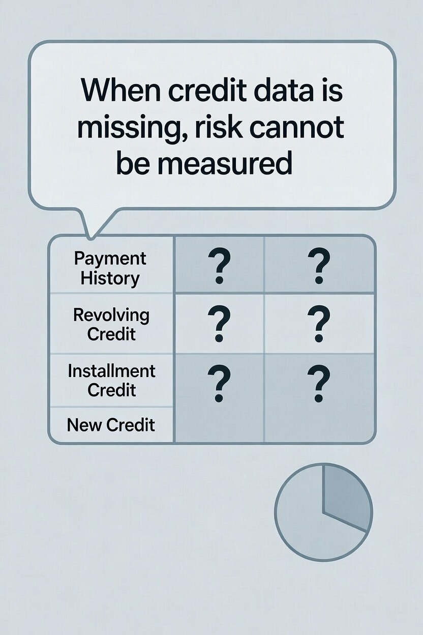 Lender unable to assess risk due to missing credit data